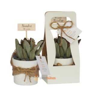 Recuerdo arcilla 7 cm #6 blanco con chispa textura crema