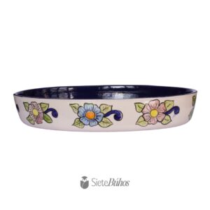 Alternative view of Fuente loza azul con flores #2